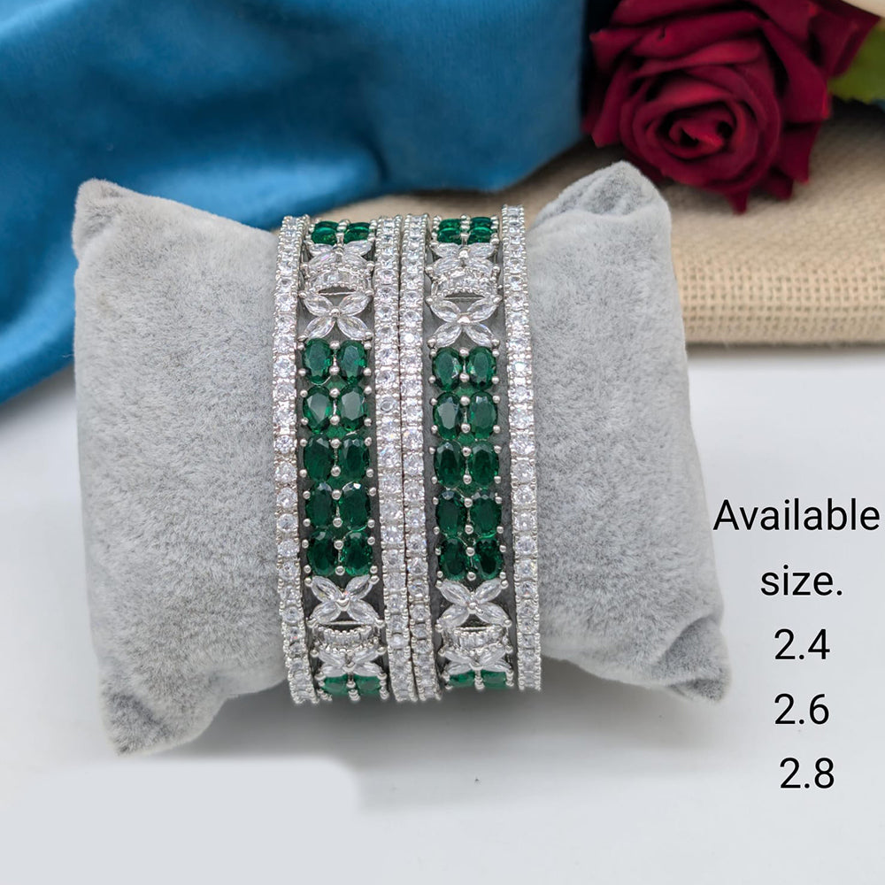 Akruti Collection Premium Silver Polish American Diamond Bangles