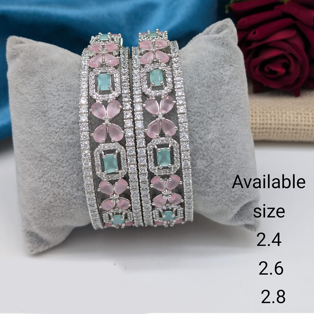 Akruti Collection Premium Silver Polish American Diamond Bangles