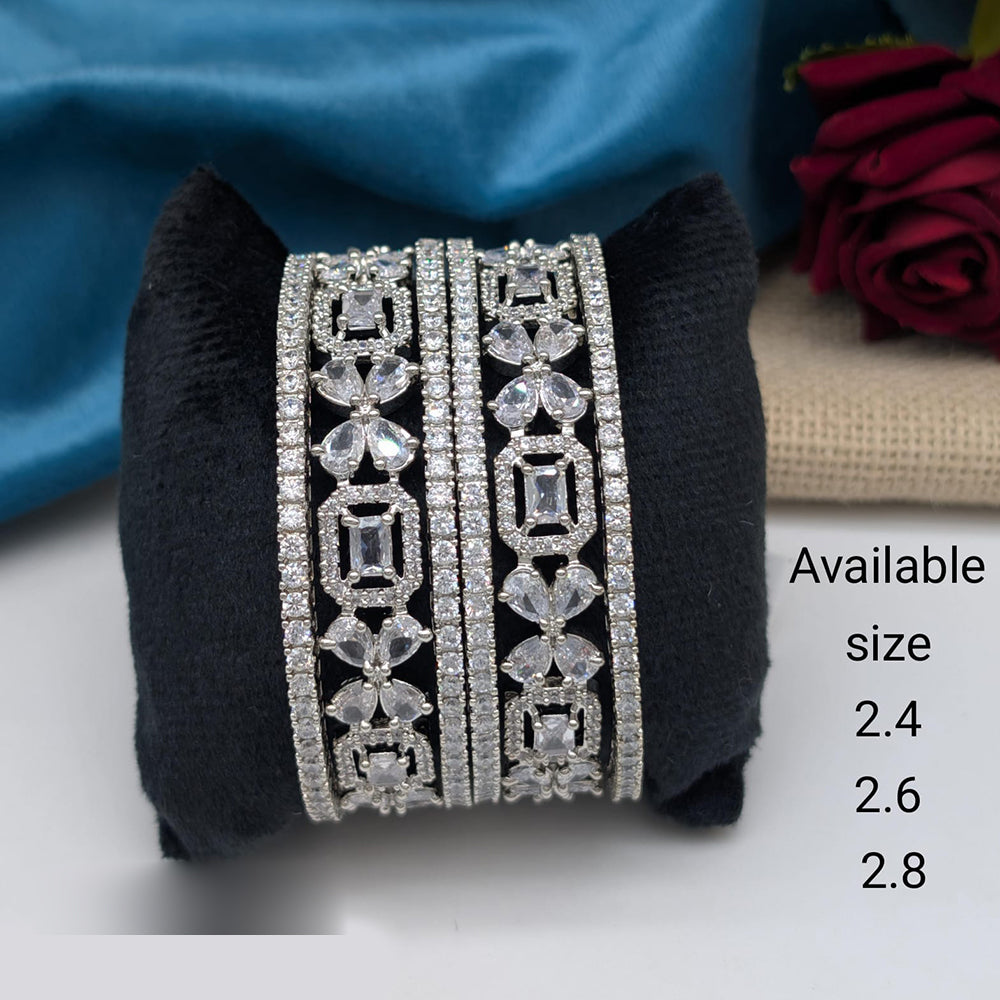 Akruti Collection Premium Silver Polish American Diamond Bangles