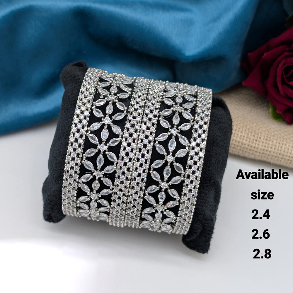 Akruti Collection Premium Silver Polish American Diamond Bangles