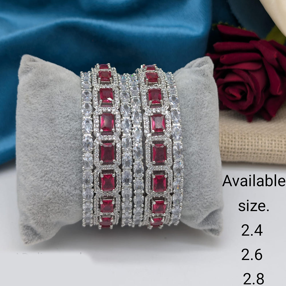 Akruti Collection Premium Silver Polish American Diamond Bangles