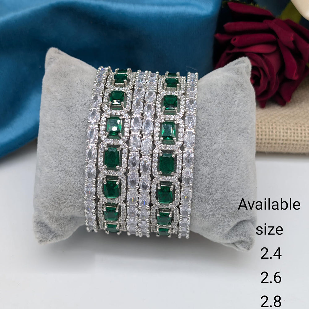 Akruti Collection Premium Silver Polish American Diamond Bangles