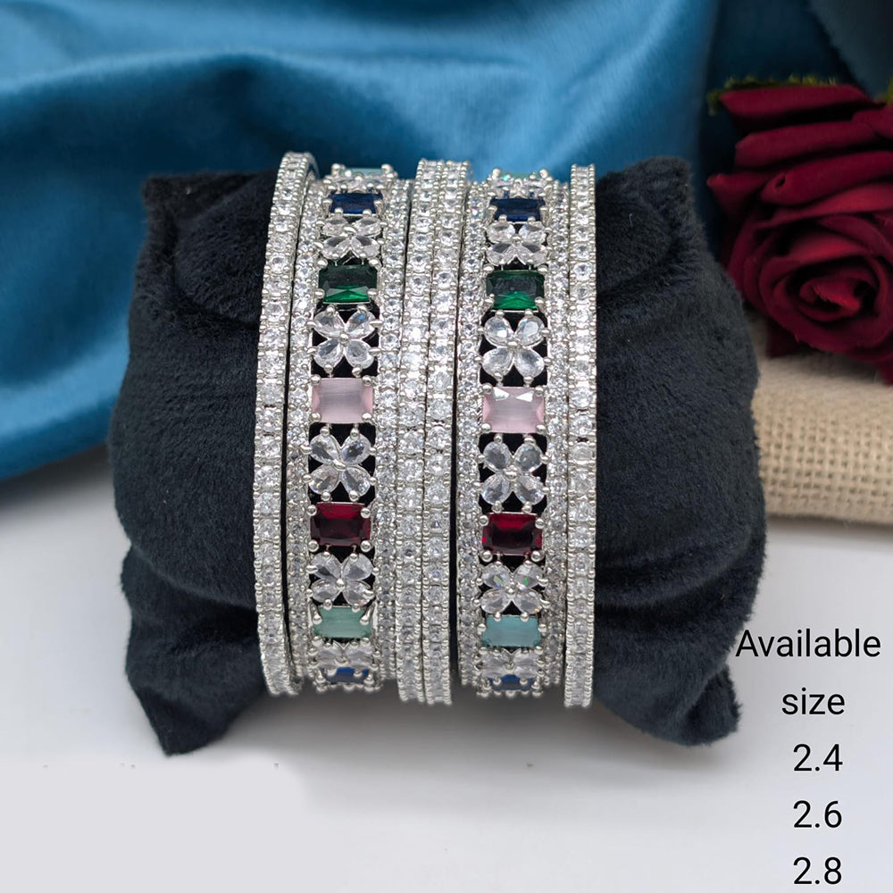 Akruti Collection Premium Silver Polish American Diamond Bangles