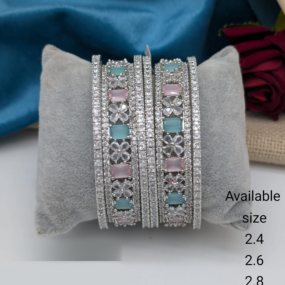 Akruti Collection Premium Silver Polish American Diamond Bangles