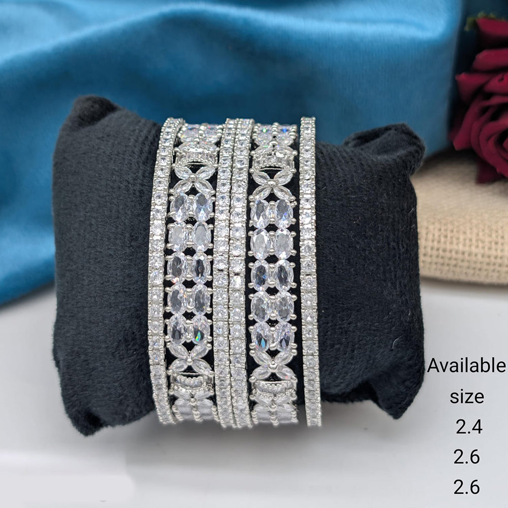 Akruti Collection Premium Silver Polish American Diamond Bangles