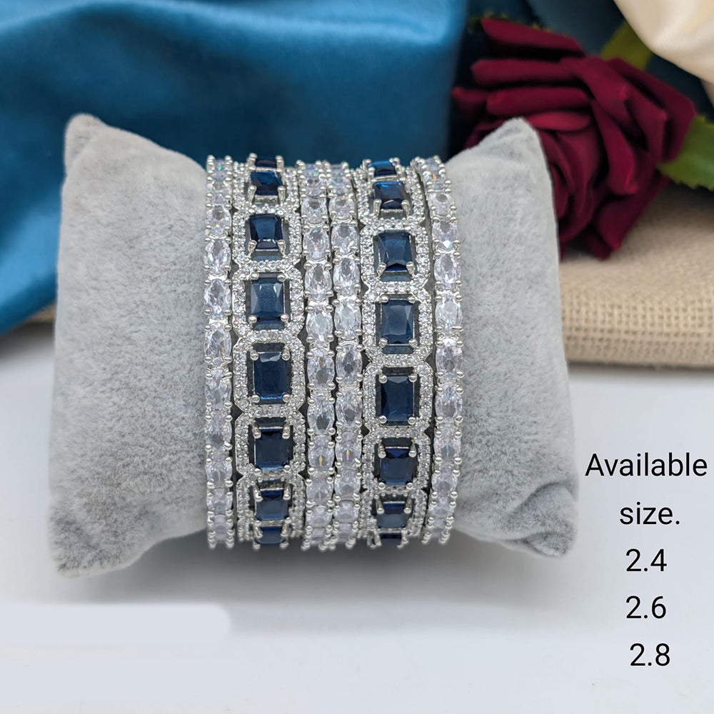 Akruti Collection Premium Silver Polish American Diamond Bangles