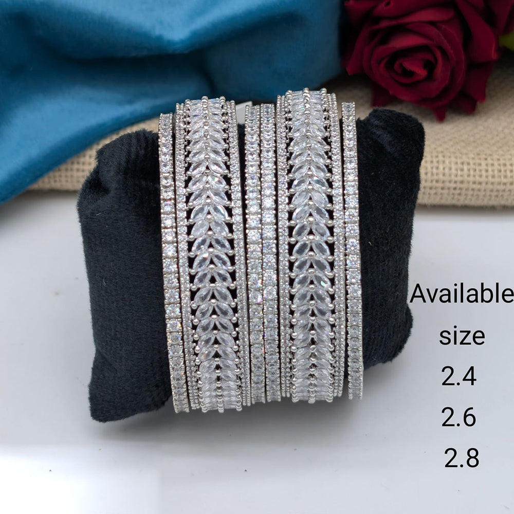 Akruti Collection Premium Silver Polish American Diamond Bangles