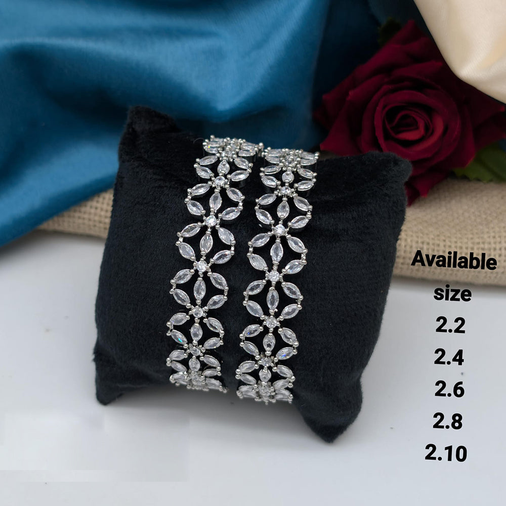 Akruti Collection Premium Silver Polish American Diamond Bangles