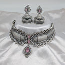 Akruti Collection Silver Plated American Diamonds Choker Necklace Set