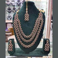 Akruti Collection Gold Plated Pota Stone And Austrian Multi Layer Necklace Set