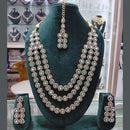 Akruti Collection Gold Plated Pota Stone And Austrian Multi Layer Necklace Set