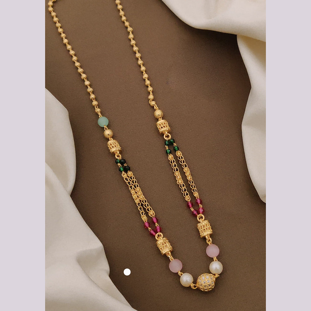Akruti Collection Gold Plated Beads Long Necklace