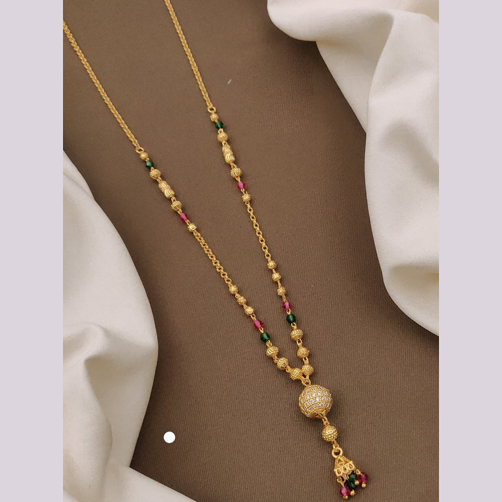 Akruti Collection Gold Plated Beads Long Necklace