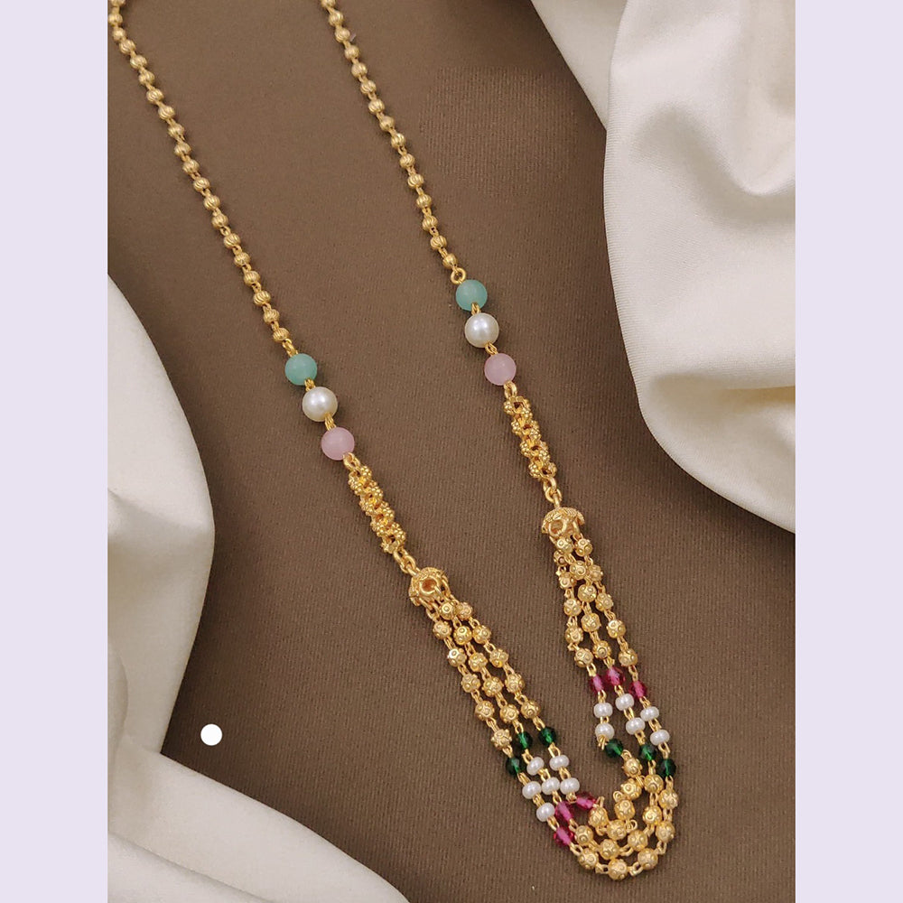 Akruti Collection Gold Plated Beads Long Necklace