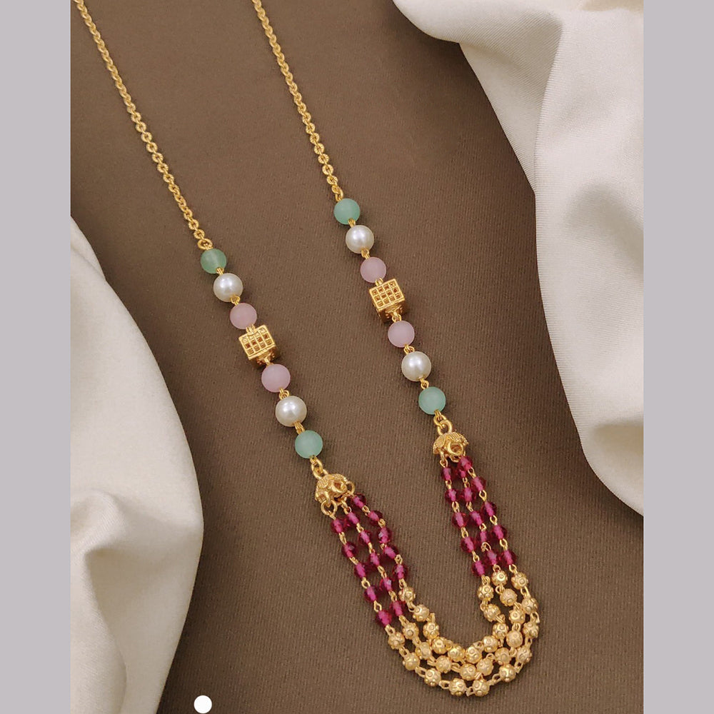 Akruti Collection Gold Plated Beads Long Necklace