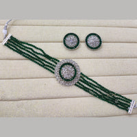 Akruti Collection Silver Plated Crystal Stone Beads Choker Necklace Set