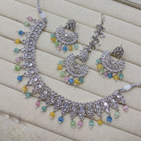 Akruti Collection Silver Plated Crystal Stone Beads Necklace Set