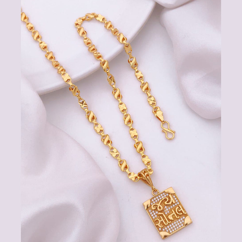 Akruti Collection Gold Plated Austrian Stone Men's Chain Pendant