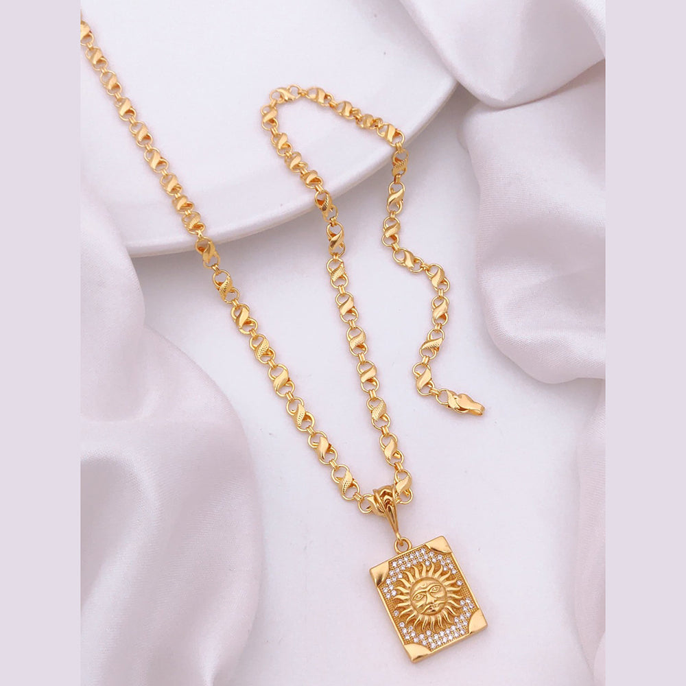 Akruti Collection Gold Plated Austrian Stone Men's Chain Pendant