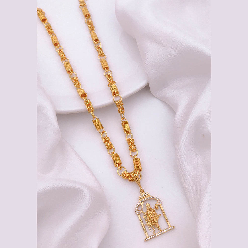 Akruti Collection Gold Plated Austrian Stone Temple Men's Chain Pendant