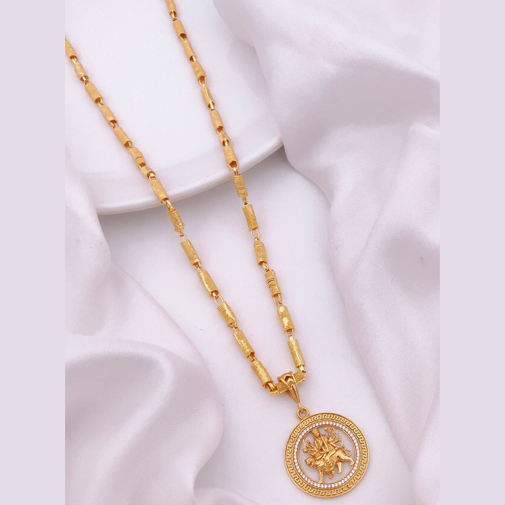 Akruti Collection Gold Plated Austrian Stone Temple Men's Chain Pendant