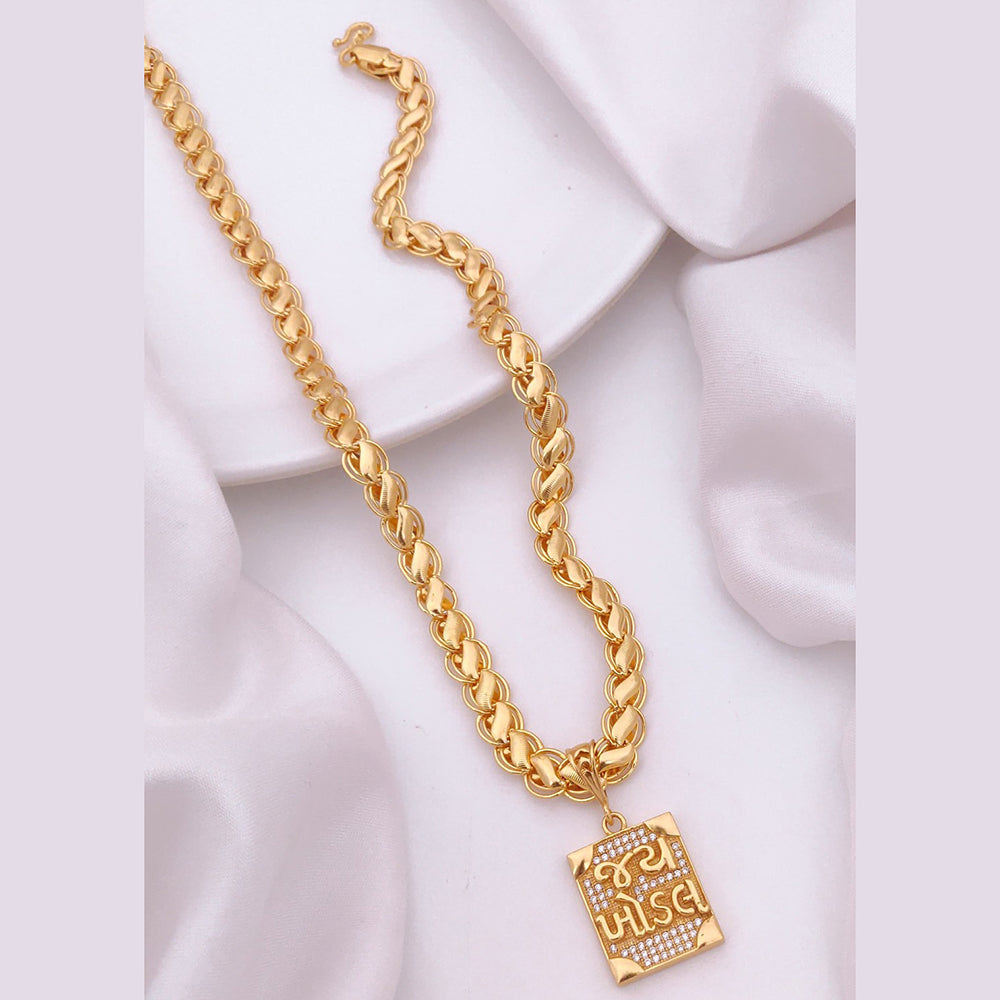 Akruti Collection Gold Plated Austrian Stone Men's Chain Pendant