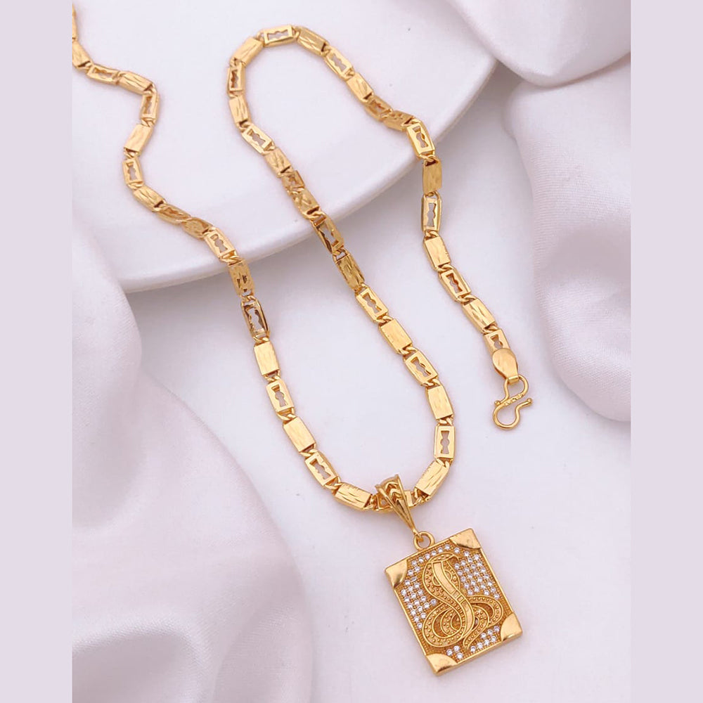 Akruti Collection Gold Plated Austrian Stone Men's Chain Pendant