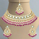 Akruti Collection Gold Plated Kundan Stone And Beads Necklace Set