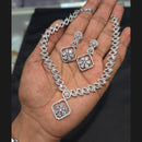Akruti Collection Silver Plated American Diamond Necklace Set