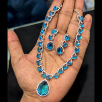 Akruti Collection Silver Plated American Diamond Necklace Set