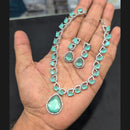 Akruti Collection Silver Plated American Diamond Necklace Set