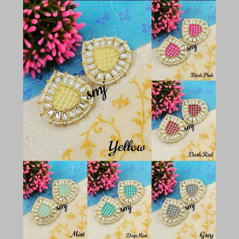 Akruti Collection Gold Plated Kundan And Pearl Studs Earrings