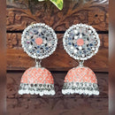 Akruti Collection Silver Plated Mirror And Pearl Meenakari Jhumki Earrings