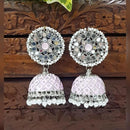 Akruti Collection Silver Plated Mirror And Pearl Meenakari Jhumki Earrings