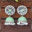 Akruti Collection Silver Plated Mirror And Pearl Meenakari Jhumki Earrings