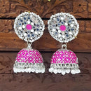 Akruti Collection Silver Plated Mirror And Pearl Meenakari Jhumki Earrings