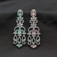 Akruti Collection Silver Plated American Daimonds Dangler Earrings 