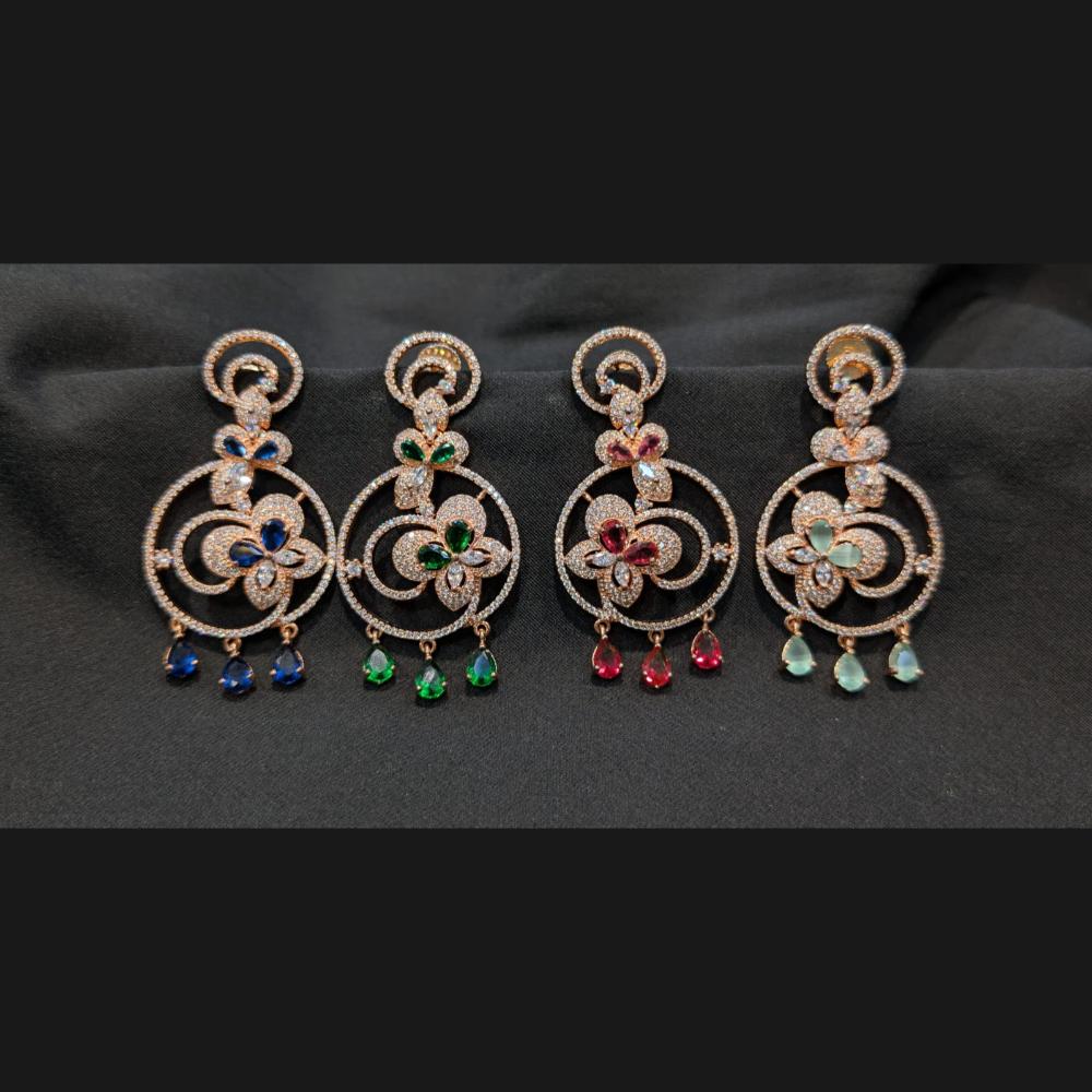 Akruti Collection Rose Gold Plated American Daimonds Dangler Earrings