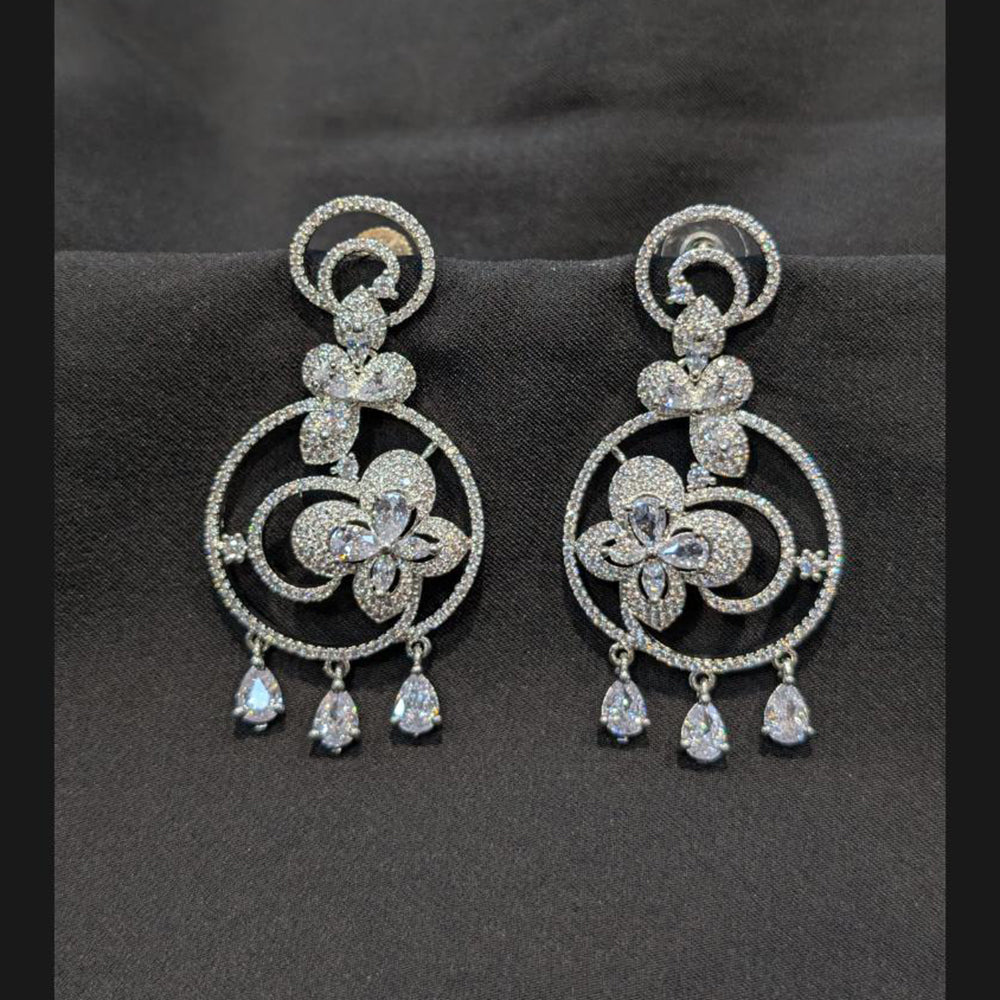 Akruti Collection Silver Plated American Daimonds Dangler Earrings
