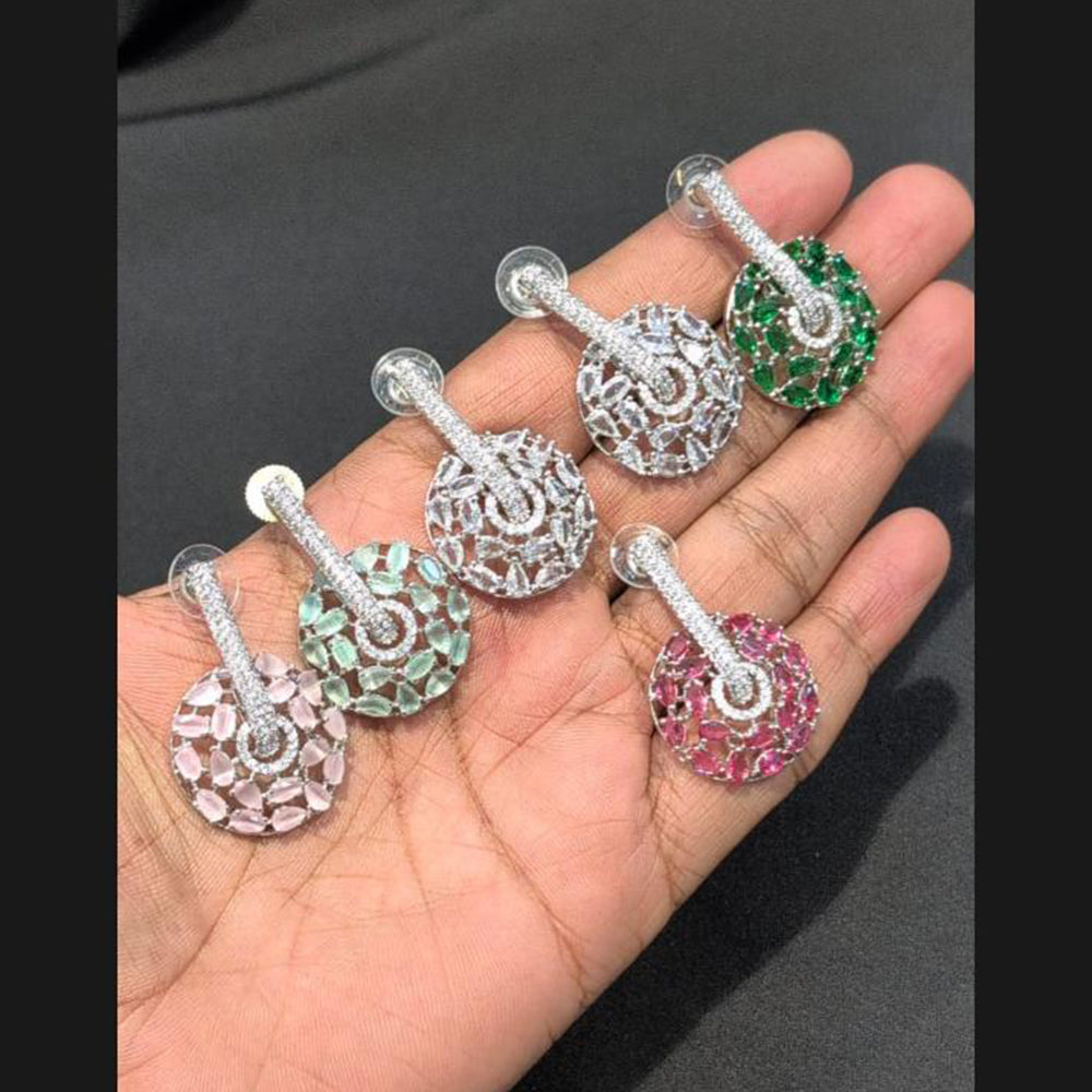 Akruti Collection Silver Plated American Daimonds Dangler Earrings