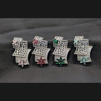 Akruti Collection Silver Plated American Daimonds Dangler Earrings 