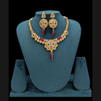 Akruti Collection Gold Plated Pota Stone And Beads Necklace Set 