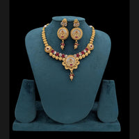 Akruti Collection Gold Plated Pota Stone And Beads Necklace Set