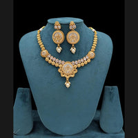 Akruti Collection Gold Plated Pota Stone And Beads Necklace Set