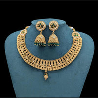 Akruti Collection Gold Plated Pota Stone And Pearls Necklace Set 