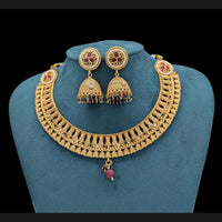 Akruti Collection Gold Plated Pota Stone And Pearls Necklace Set