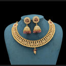 Akruti Collection Gold Plated Pota Stone And Pearls Necklace Set