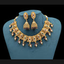 Akruti Collection Gold Plated Pota Stone And Pearls Necklace Set 