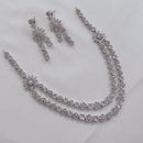 Akruti Collection Silver Plated American Diamond Necklace Set