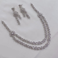 Akruti Collection Silver Plated American Diamond Necklace Set
